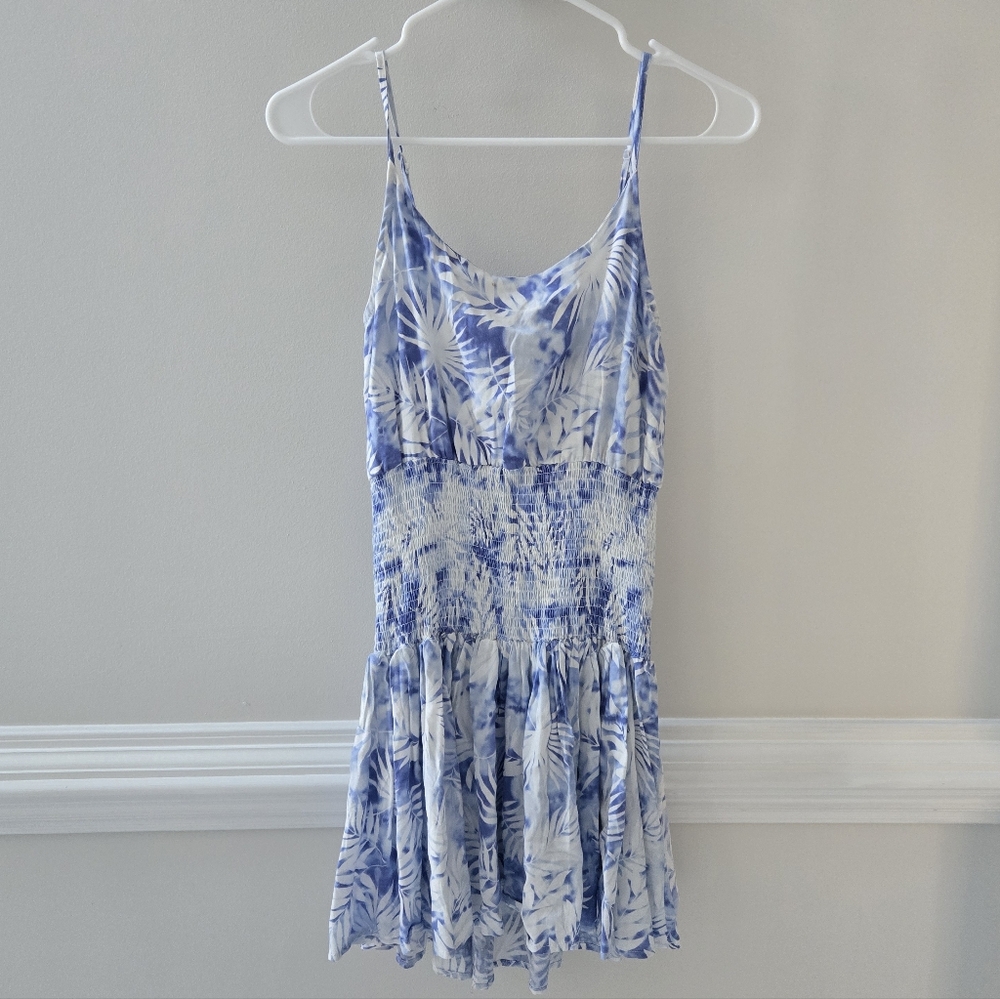 Ocean Drive Blue and White Strapless Sundress
